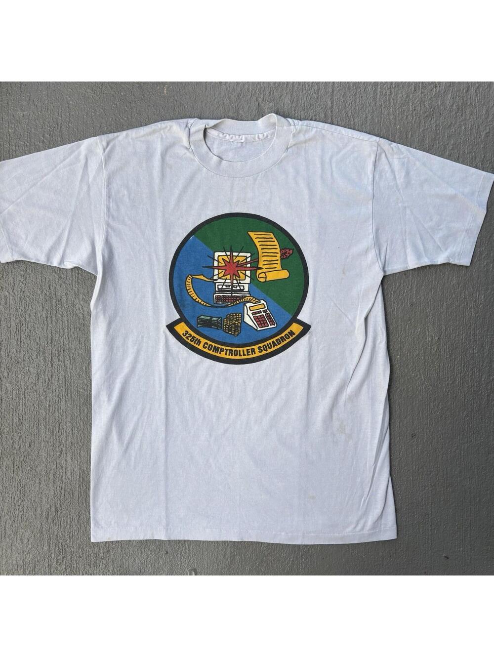 Vintage 90s 325th Comptroller Squadron Military Computer Insignia Shirt Large